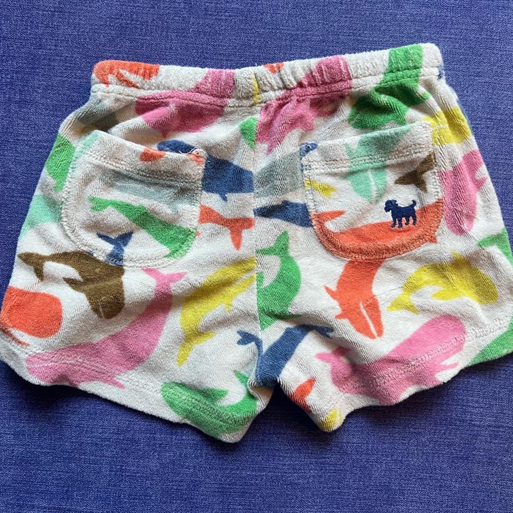 Mini Boden Toweling Shorts- shark print